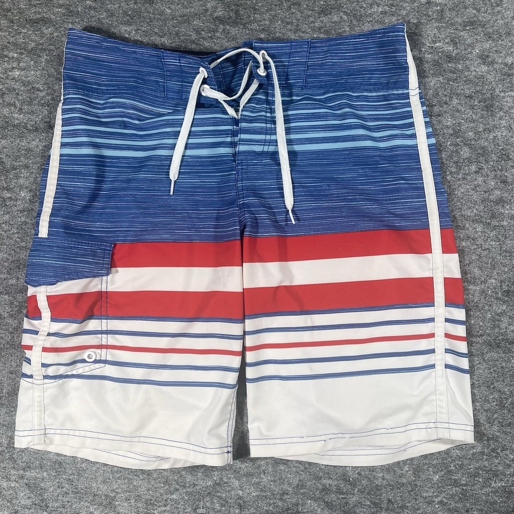 Men's Mossimo Supply Co Swim Trunks Size 32 Board Shorts Red White & Blue July 4